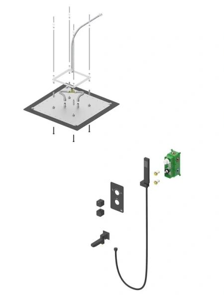 Душевой комплект Timo Petruma черный SX-5019/03SM (детальная фотография), душевые комплекты, наборы