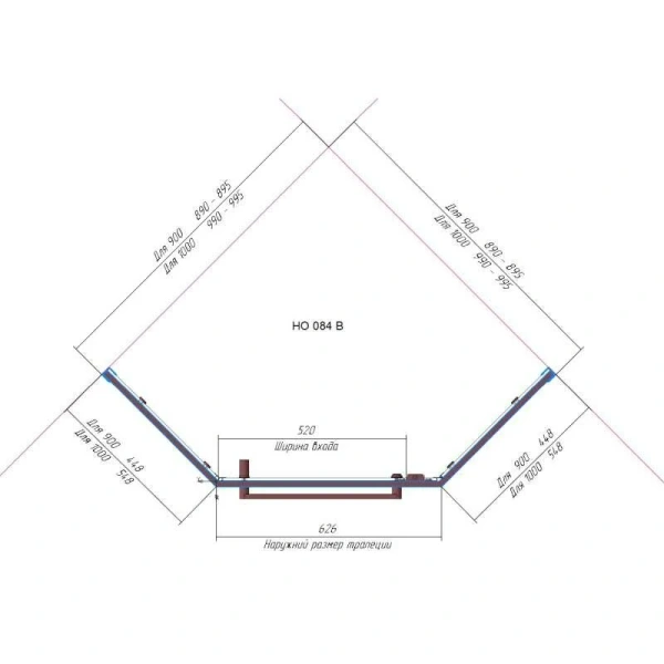 Душевой уголок RGW Hotel HO-084Gb 90x90 см профиль золото, стекло матовое 350608499-026 (детальная фотография), современные, hi-tech