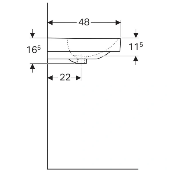 Раковина Geberit Smyle Square 75 см с отверстием для смесителя 500.249.01.1 (детальная фотография), 75 см