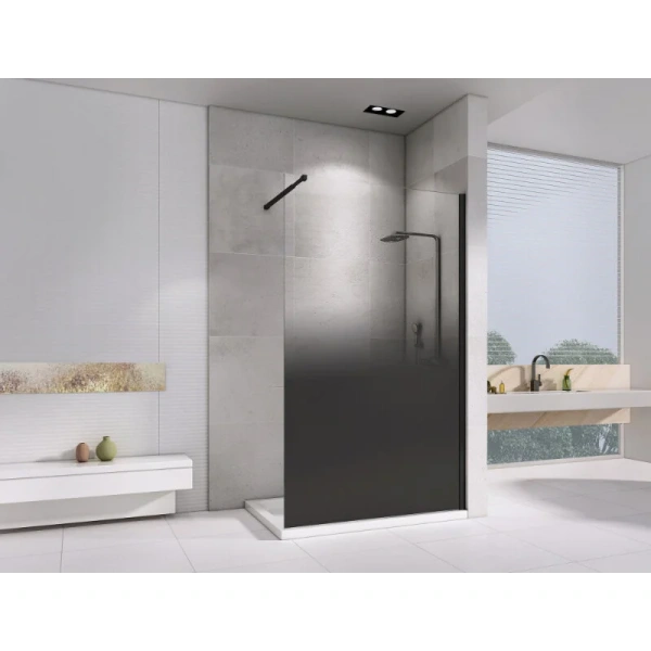 Душевая перегородка Abber Immer Offen 100 см стекло прозрачное AG69101BD (детальная фотография), черные