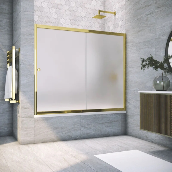 Душевая шторка на ванную профиль золотой стекло сатин Vegas-glass ZV 170 09 10 (детальная фотография), 170 см