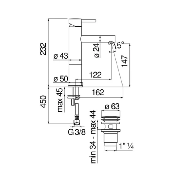Смеситель для раковины Nobili Live черный матовый LV00458/2BM (детальная фотография), для раковины