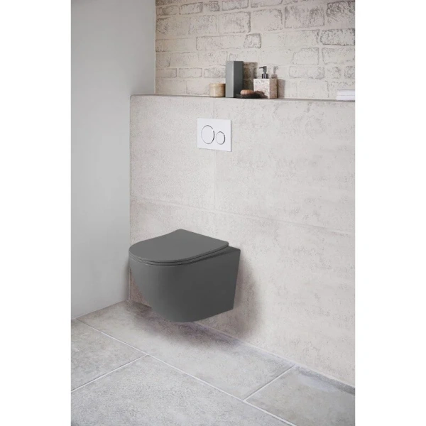 Унитаз подвесной Vincea Globo антрацит матовый VT1-14SMA (детальная фотография), без бачка, со скрытым бачком