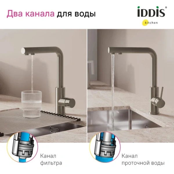 Смеситель для кухни IDDIS Rule сталь матовая RULSTLFi05 (детальная фотография), для кухни