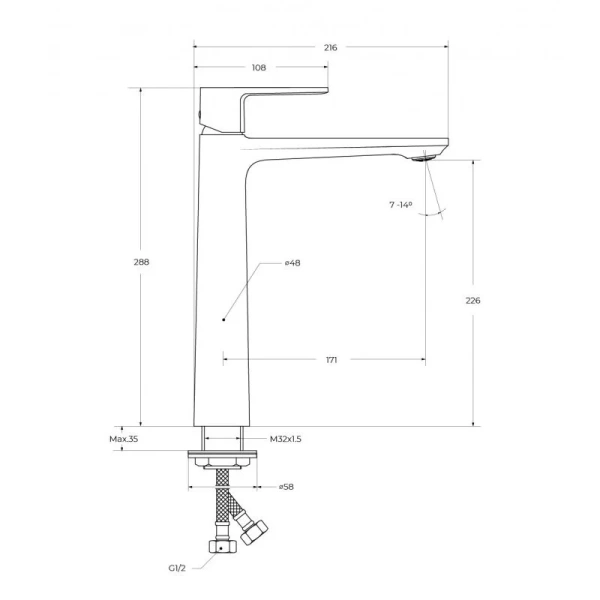 Смеситель для раковины Cezares Lux хром LUX-LC-01-W0 (детальная фотография), для раковины
