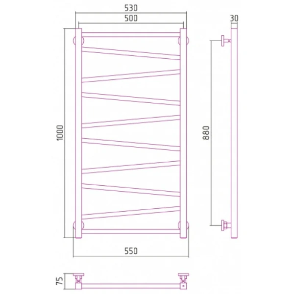 Полотенцесушитель водяной Сунержа Сирокко 50х100 см черный матовый 31-0253-1050 (детальная фотография), современные, hi-tech