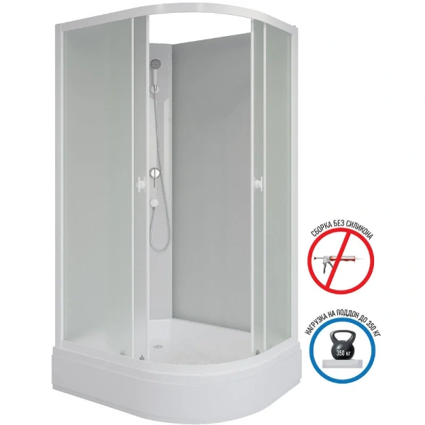 Душевая кабина Niagara Promo 100х80 см левая P100/80/26L/MT/BK (детальная фотография), со стеклянными задними стенками