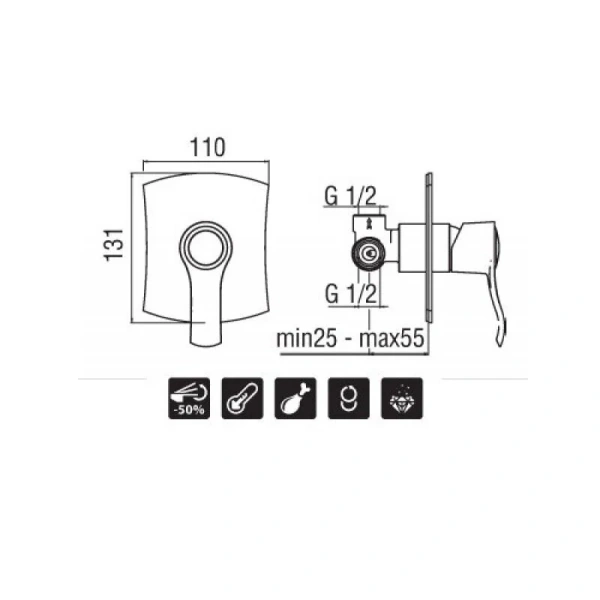 Смеситель для душа Nobili Sofi хром SI98108CR (детальная фотография), для душа