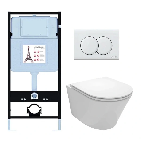 Комплект унитаз с инсталляцией Jacob Delafon Struktura кнопка чёрная E21750RU-00 (детальная фотография)