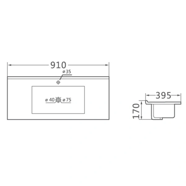Тумба под раковину подвесная Vincea Mia Slim 90 см темное дерево VMC-2MC900S1RW (детальная фотография), моноблок