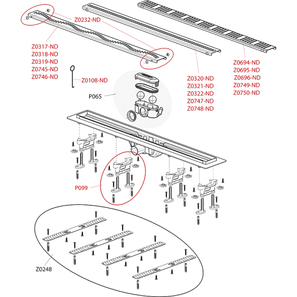 Душевой лоток AlcaPlast 65 см с порогами хром матовый APZ10-650M (детальная фотография), для монтажа в пол