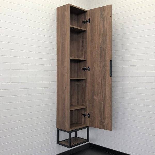 Шкаф-пенал подвесной Comforty Порто 35 см дуб темно-коричневый 00-00009982CF (детальная фотография), современные, hi-tech