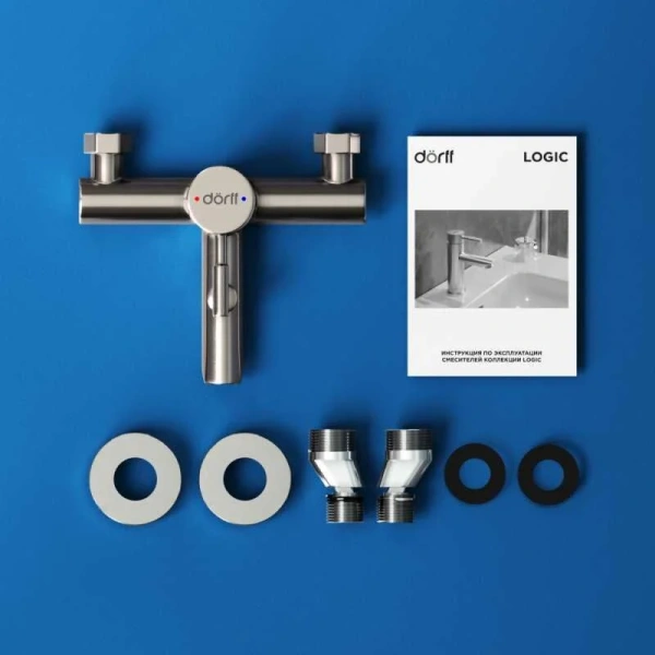 Смеситель для ванны Dorff Logic New из нержавеющей стали D3010000SS (детальная фотография), настенные