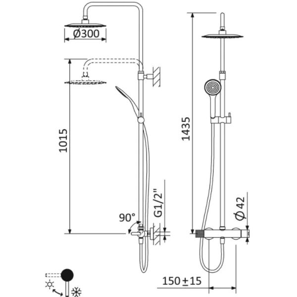 Душевая стойка Cezares Leaf хром LEAF-CDA-30-L-01 (детальная фотография), современные, hi-tech