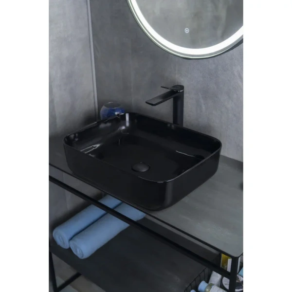 Раковина GID Geometrico BL1304 50 см черная 53351 (детальная фотография), керамические