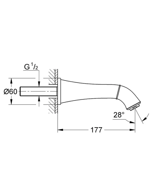 Излив, хром-золото, Grohe Grandera 13341IG0 (детальная фотография), для ванны
