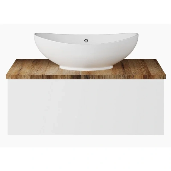 Тумба под раковину подвесная Misty Ива 80 см белый/дуб вотан П-Ива-01080-951Я (детальная фотография)