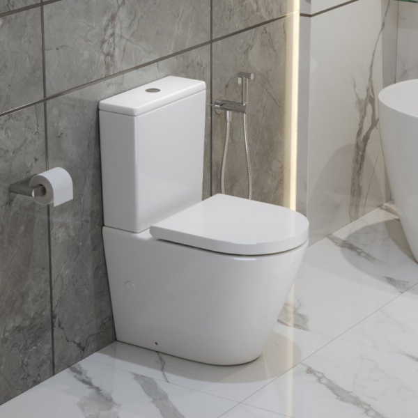Унитаз компакт BelBagno Flay-R BB2149CP-TOR белый (детальная фотография), недорогие, безободковые, сиденье с микролифтом , компакт, низкие