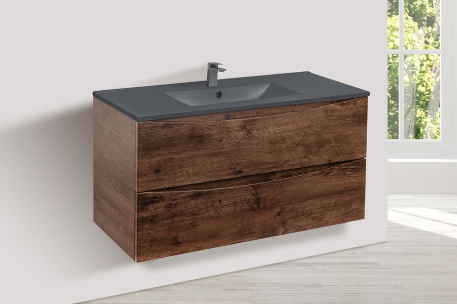 Тумба под раковину подвесная Vincea Mia 100,6 см R.Wood VMC-2MC100RW (детальная фотография), подвесная, пристенная