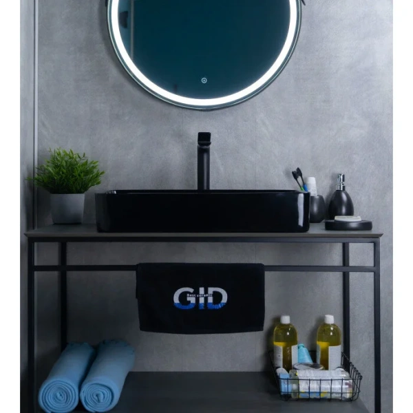 Раковина GID Geometrico BL9396 60 см черная 53346 (детальная фотография), в форме чаши, прямоугольной формы