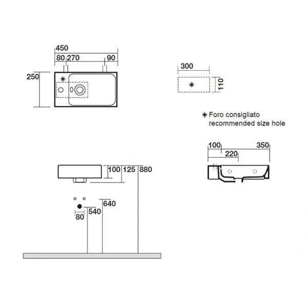 Раковина Kerasan Cento 353701 45 см белая (детальная фотография), подвесные, пристенные