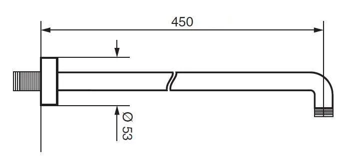 Кронштейн для верхнего душа, цвет хром, Emmevi C00679(450)СR (детальная фотография), по запросу