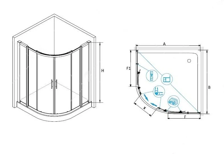 Душевой уголок RGW Hotel RGW HO-511 130х130 030651133-11 (детальная фотография), четверть круга