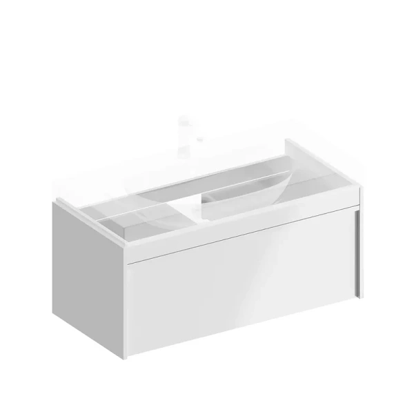 Тумба под раковину подвесная Kerama Marazzi Modula 100 см белая MOD.100.1+1\WHT (детальная фотография), нет в наличии