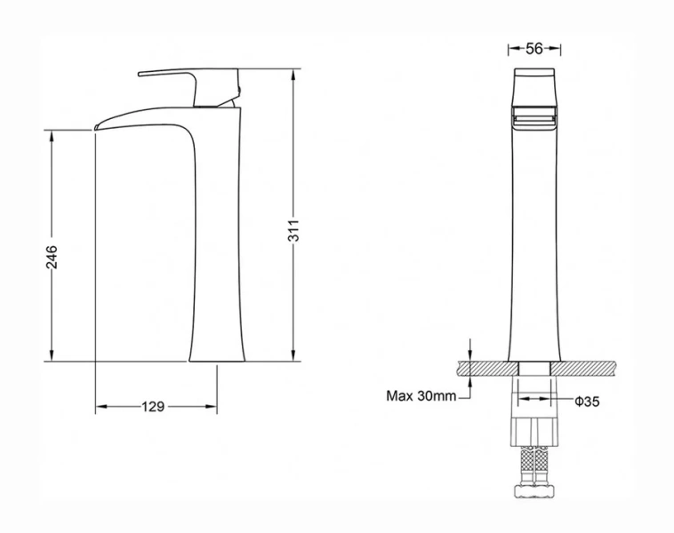 Смеситель для раковины Timo Lumi хром 4211/00F (детальная фотография), для раковины