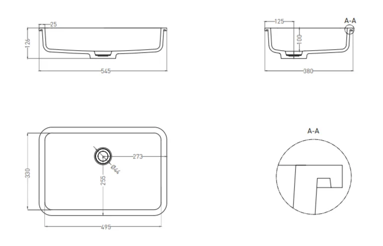 Раковина Salini Marea 09 55 см в цвете по RAL 1802209MF (детальная фотография), современные, hi-tech