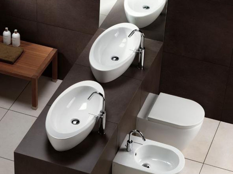 Раковина Hatria Nido Y0R201 75х35 см (детальная фотография), накладные (на столешницу), пристенные