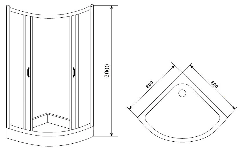 Душевой уголок Timo Biona Lux TL-8001 Romb 80х80х200 см TL-8001R (детальная фотография), четверть круга