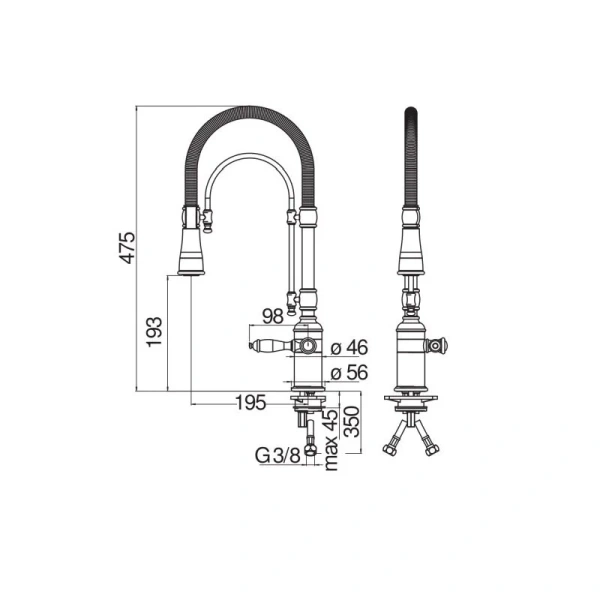 Смеситель для кухни Nobili Charlie бронза CH75300BR (детальная фотография), для кухни