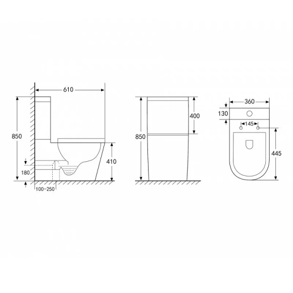 Унитаз компакт Abber BEQUEM черный матовый AC1112TMB (детальная фотография), современные, hi-tech