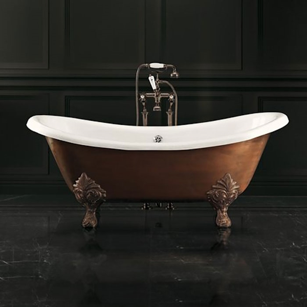 Ванна чугунная без отверстий под смеситель, цвет состаренная медь, Devon&Devon Cherie Copper Effect 2MRCHERIEVARFL (детальная фотография)