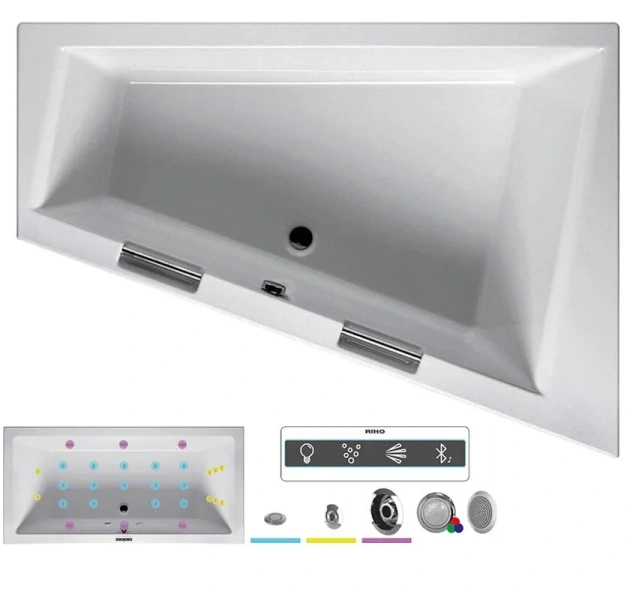 Ванна гидромассажная Riho Doppio 180 x 130 см, JOY, левая/правая BA9000500000000_JOY (детальная фотография)