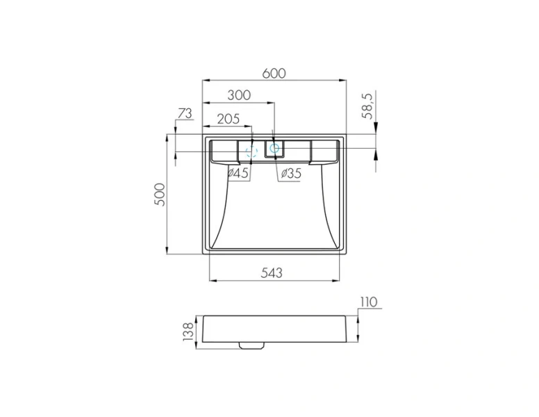 Раковина над стиральной машиной Акватон Рейн 60 см графит 1A72103KRW210 (детальная фотография), современные, hi-tech