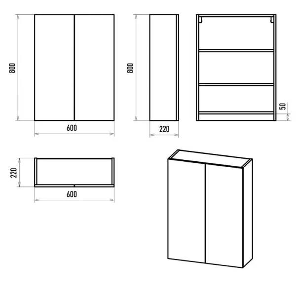 Шкаф подвесной Misty Поло 60 см антрацит/дуб Галифакс белый О-Пол08060-014По (детальная фотография), в наличии