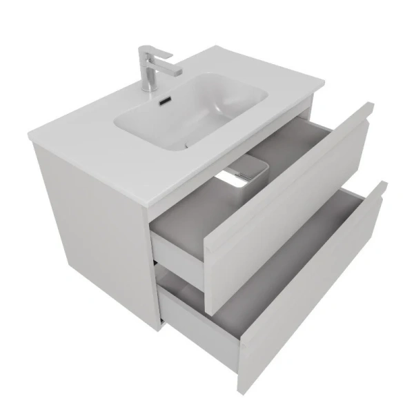 Тумба с раковиной подвесная Акватек Вега 80 см серый туман AQ77080-LG (детальная фотография), подвесная, пристенная