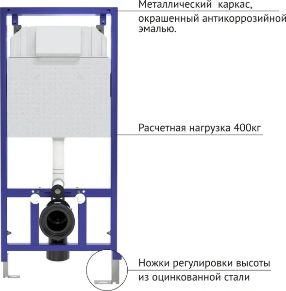 Унитаз с инсталляцией BERGES Puma клавиша хром глянец 043247 (детальная фотография), с инсталляцией