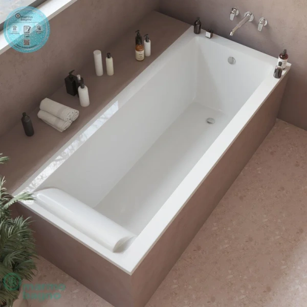 Ванна из искусственного камня Marmo Bagno Ницца 180 x 80 см MB-NP180-80 с подголовником (детальная фотография), 180х80