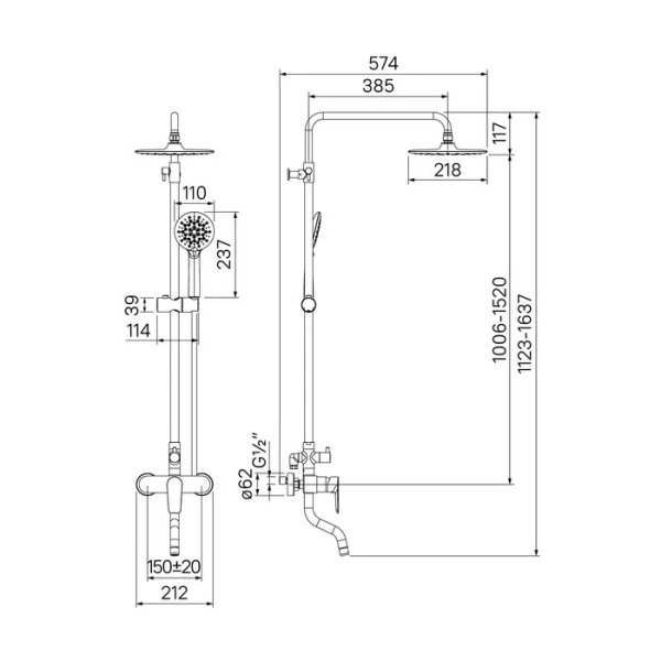 Душевая стойка IDDIS Cloud хром/белый CLOSB00i06 (детальная фотография), современные, hi-tech