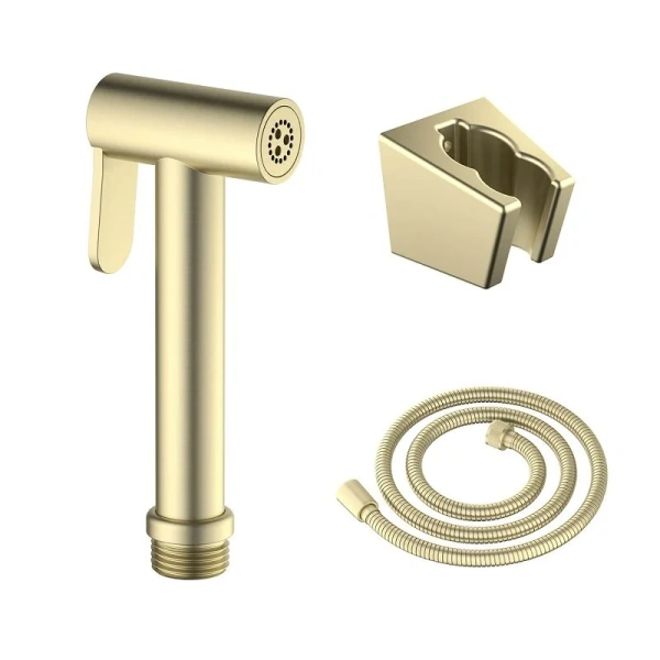Гигиенический душ с держателем и шлангом Акватек золото шлифованное AQ2054BG (детальная фотография)