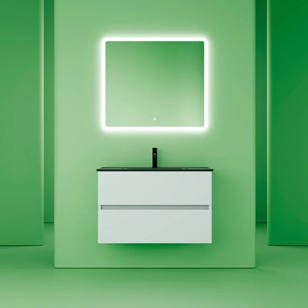 Тумба с раковиной подвесная Sancos Urban UR80W 80 см с ящиками (детальная фотография), окрашенные