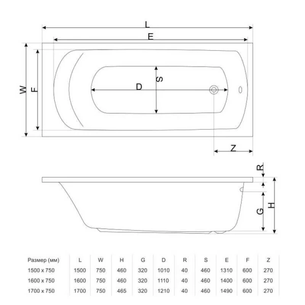 Ванна акриловая Excellent Lamia Slim 170 x 75 см, белый, WAEX.LAM17WHS (детальная фотография), акриловые