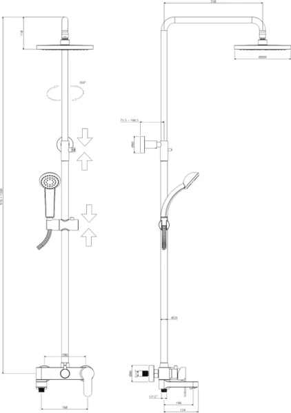 Душевая стойка Paffoni Blu ZCOL632 со смесителем (детальная фотография), современные, hi-tech