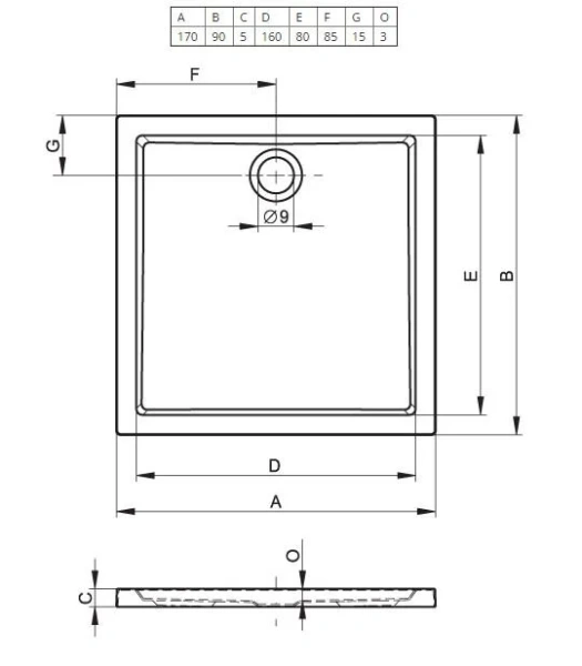 Душевой поддон акриловый белый Riho Zurich 266 170x90 см D001003005 (детальная фотография), низкие до 15 см