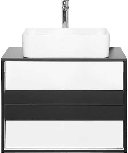 Тумба под раковину подвесная Style Line Амстердам 70 см белая/черная - фото 1