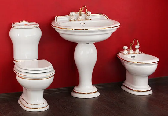 Унитаз компакт Migliore Milady декор золото (детальная фотография), классические, ретро, декорированные