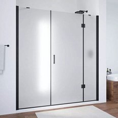 Душевая дверь профиль черный глянцевый стекло сатин Vegas-glass